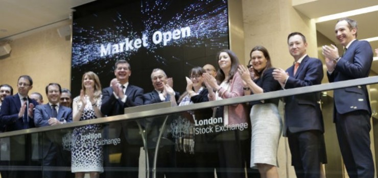 Un acto de apertura de cotización na Bolsa de Londres 