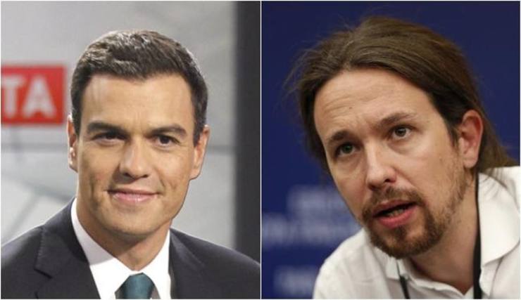 Pedro Sánchez (PSOE) e Pablo Iglesias (Podemos) 