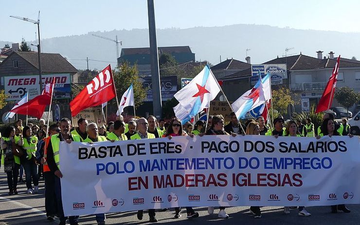 Protesta dos traballadores de Maderas Iglesias 