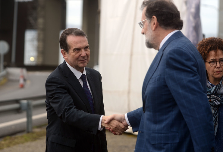 Abel Caballero e Mariano Rajoy na inauguración da ampliación da Ponte de Rande 