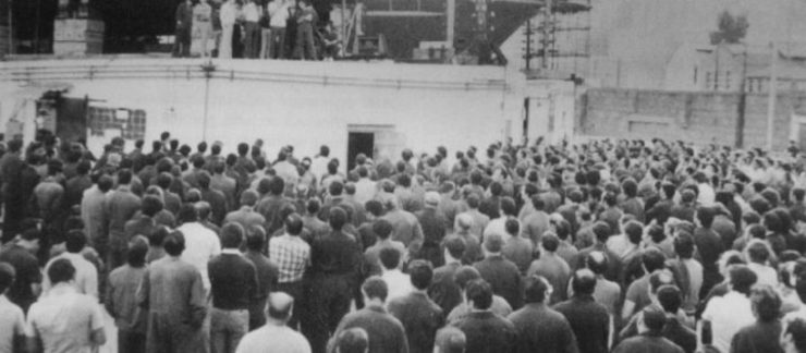 Asemblea de traballadores nos últimos anos do franquismo, en Vigo