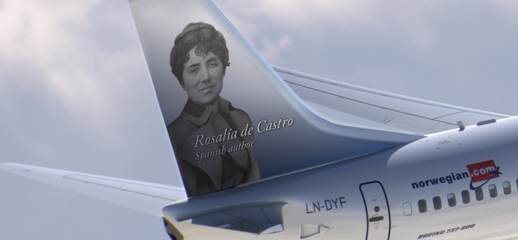 Un prototipo do nome de Rosalía de Castro no avión da compañía Norgewian