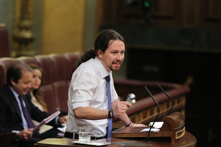 Pablo Iglesias no debate no Congreso sobre o Consello Europeo