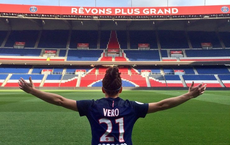 Vero Boquete, no estadio do PSG francés. 