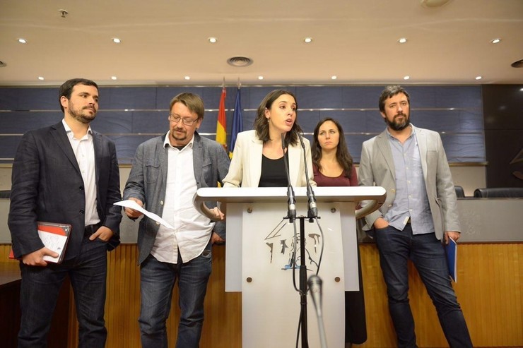 Irene Montero, Xavier Domenech, Alberto Garzón, Antón Gómez-Reino, Ione Belarra