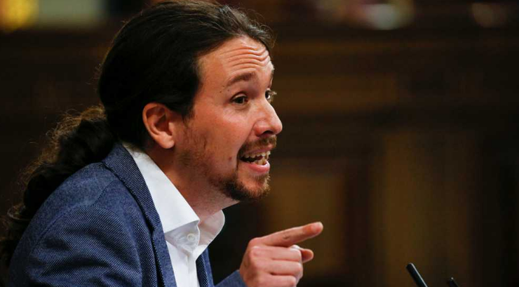 Pablo Iglesias no congreso durante a moción de censura 