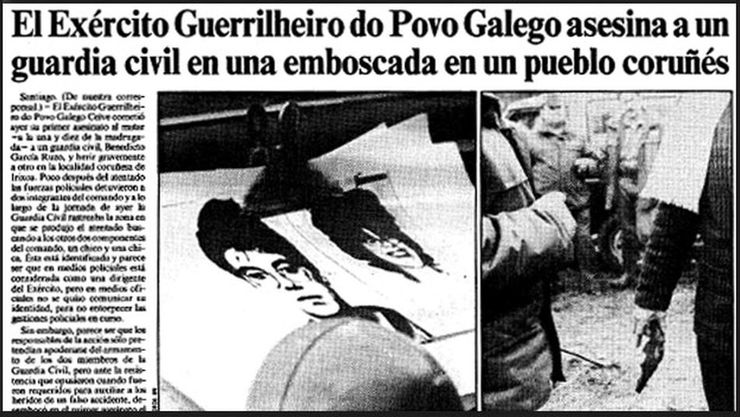 Portada dun xornal co asasinato dun garda civil por parte do Exército Guerrilheiro