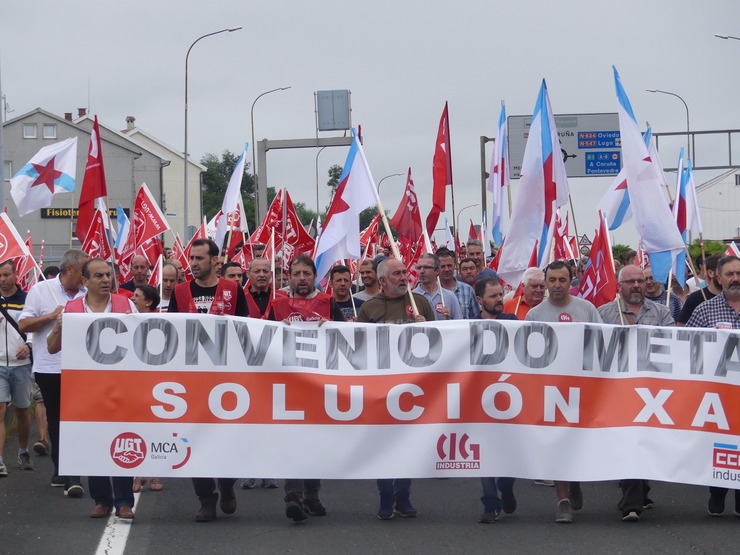 Manifestación dos traballadores do metal durante as folgas das últimas semanas 