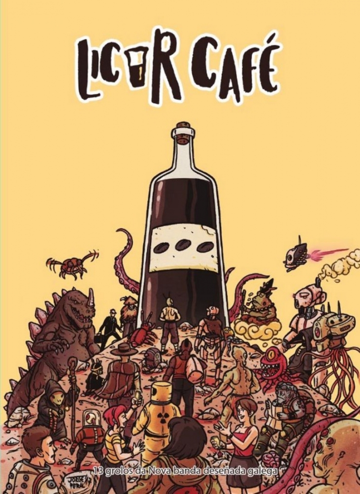 Capa de Licor Café, no que colaboran varios ilustradores galegos