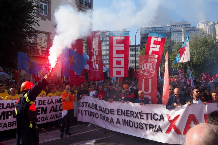 Manifestación dos traballadores da multinacional Alcoa na Coruña, Galicia. M. Dylan 