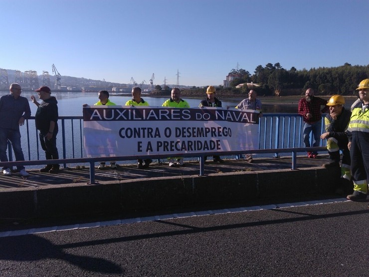 Concentración de empregados das auxiliares do naval de Ferrol 
