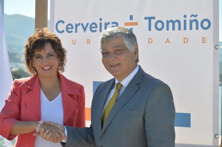 A alcaldesa de Tomiño e o de Vilanova da Cerveira na creación da Eurocidade Tomiño-Cerveira / Concello de Tomiño