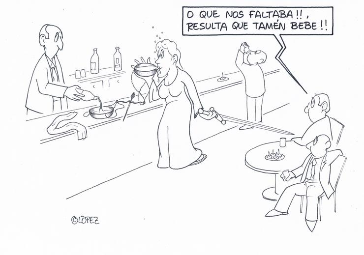 Viñeta de López - Xustiza bébeda