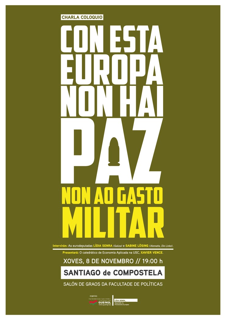 Cartel do acto organizado pola eurodeputada Lidia Senra / Fonte: GUE/NGL