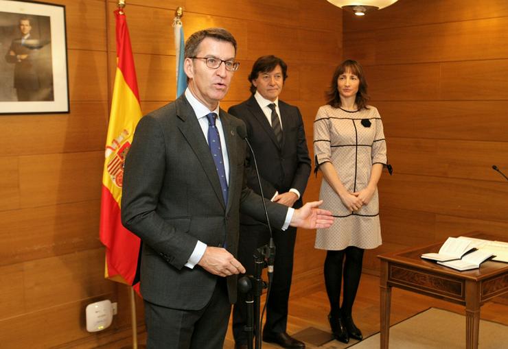 Feijóo, Lete Lasa e Marta Míguez, na toma de posesión do cargo desta última / Xunta.gal