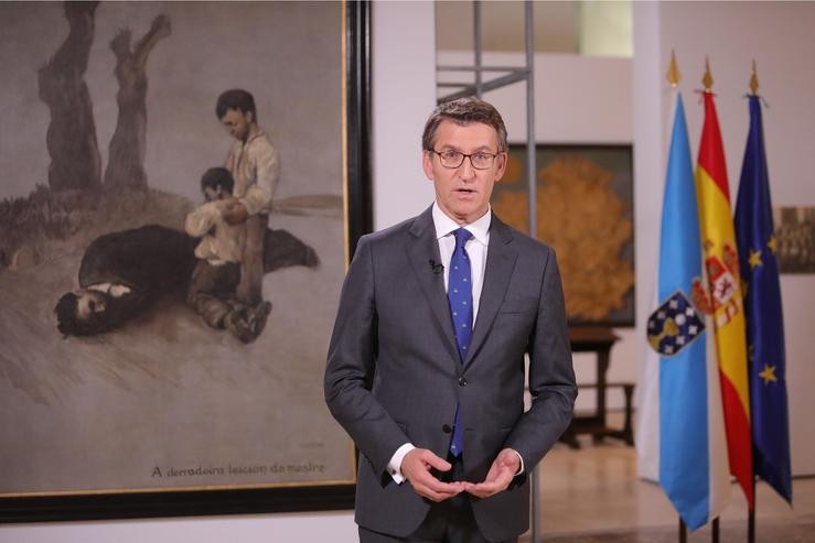 O presidente galego, Alberto Núñez Feijóo, no discurso de Fin de Ano. XUNTA 