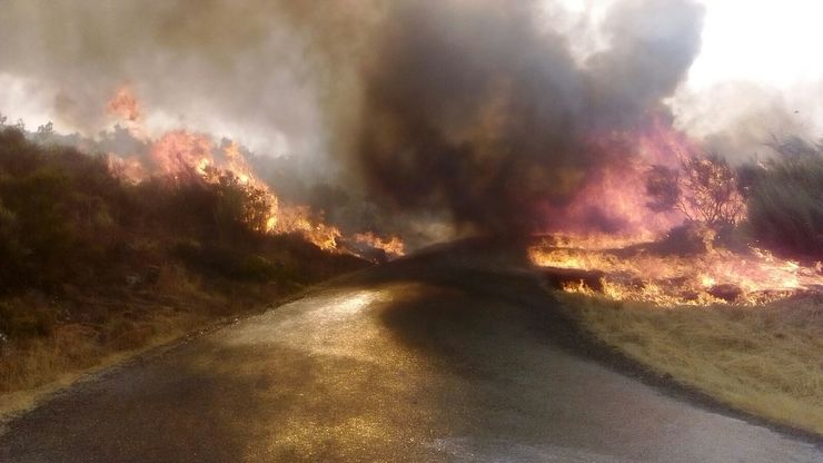 Bombeiros Forestais de Atrifoga nun incendio 