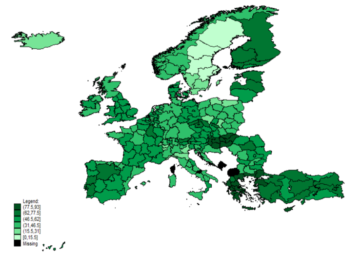 Xeografía de actitudes en Europa cara os inmigrantes de países non europeos máis pobres 