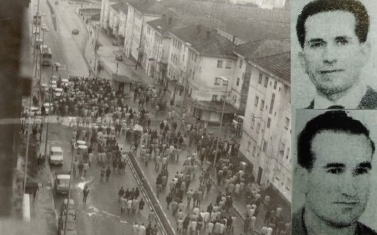 Manifestación obreira en Ferrol o 10 de marzo de 1972, na que Amador Rey e Daniel Niebla foron asasinados pola Policía franquista.