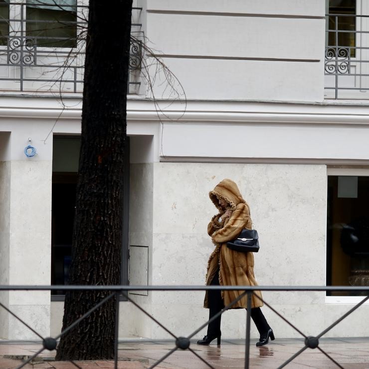 Una mujer camina por la calle un día de invierno / EP