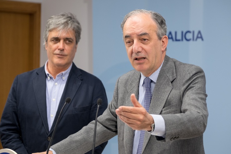 Pedro Puy e Francisco Millán Mon (PPdeG) na rolda de prensa 