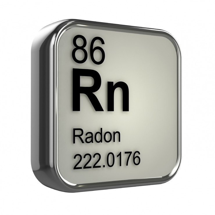Elemento químico Radon. Gas incoloro, inodoro e radioactivo, naturalmente presente na maior parte de Galicia / istock