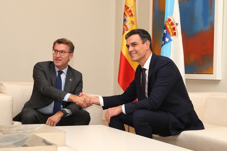 Reunión de Pedro Sánchez e Alberto Núñez Feijó 