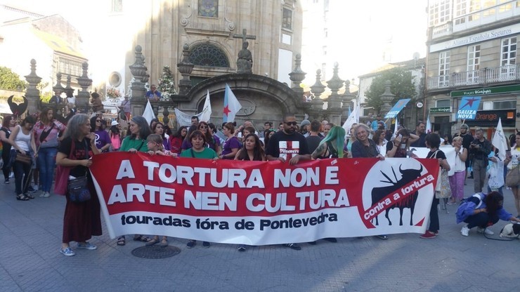 Manifestación antitaurina celebrada en Pontevedra 