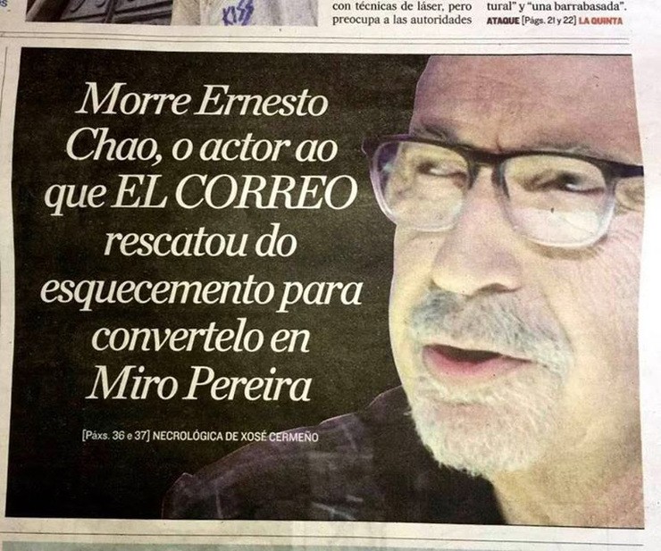 Portada de El Correo Gallego tras a morte de Ernesto Chao