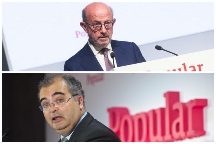 Os expresidentes do Banco Popular Emilio Saracho e Anxo Ron. MÁXIMO GARCÍA DA PAZ/AGUSTÍN INGLESIAS / Europa Press