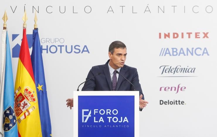 O presidente do Goberno en funcións, Pedro Sánchez, clausura o I Foro La Toja-Vínculo Atlántico / Europa Press
