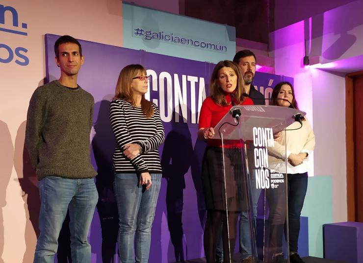 Yolanda Díaz e o resto de candidatos de En Común Unidas Podemos valoran os resultados das eleccións xerais do 10 de novembro