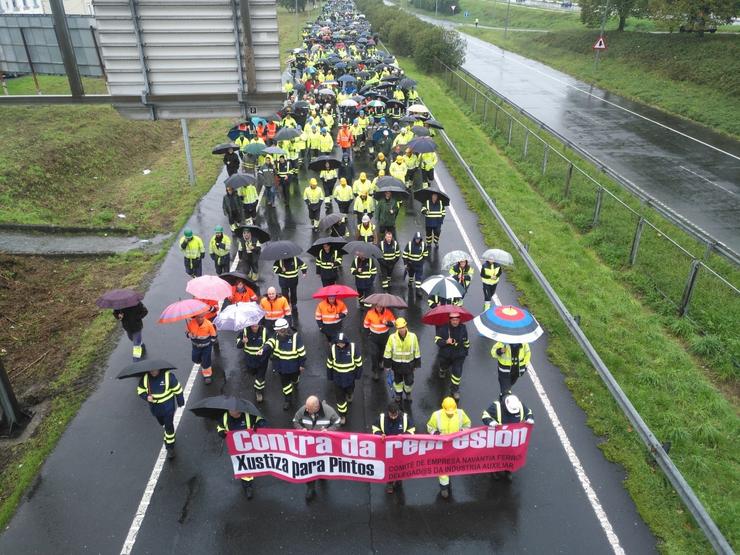 Mobilización de traballadores de Navantia Fene e Ferrol. 