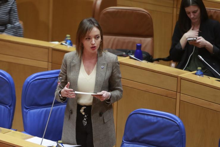 A conselleira de Política Social, Fabiola García, no Pleno do Parlamento de Galicia. XUNTA