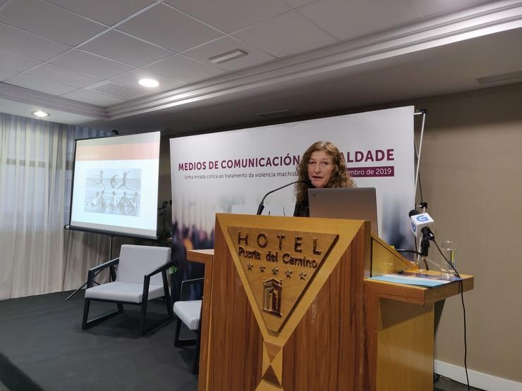 A profesora da Universidade Autónoma de Barcelona, Isabel Muntané, no congreso 'Medios de comunicación e igualdade' 