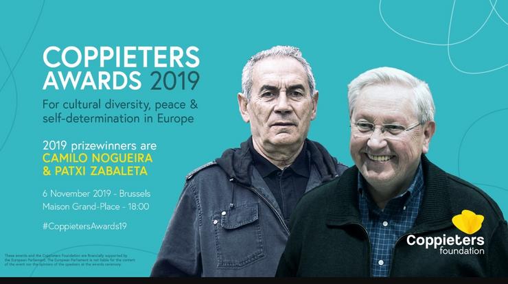 Cartel do premio da Fundación Coppieters a Camilo Nogueira. FUNDACIÓN COPPIETERS / Europa Press