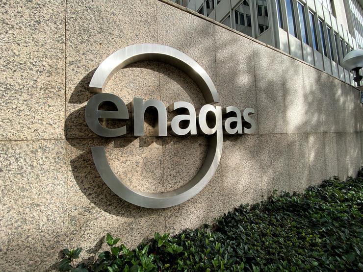Detalle do logo de Enagás na sede da empresa de infraestruturas de gas natural  en Madrid. Eduardo Parra - Europa Press - Arquivo 