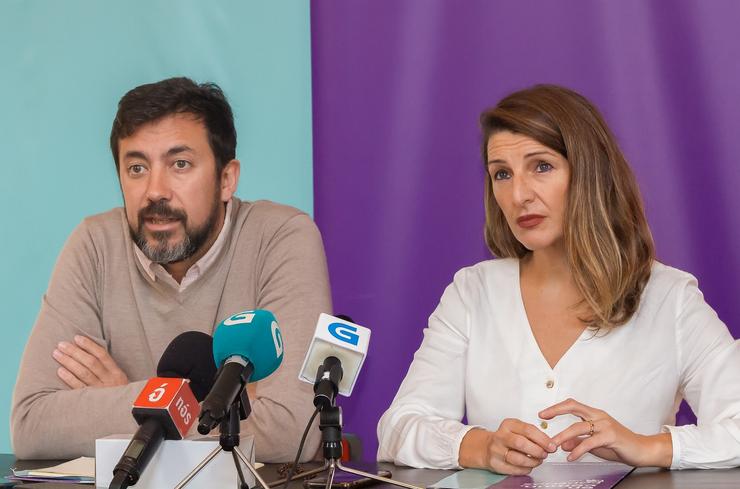 Os deputados de En Común Antón Gómez-Reino e Yolanda Díaz. EN COMÚN 
