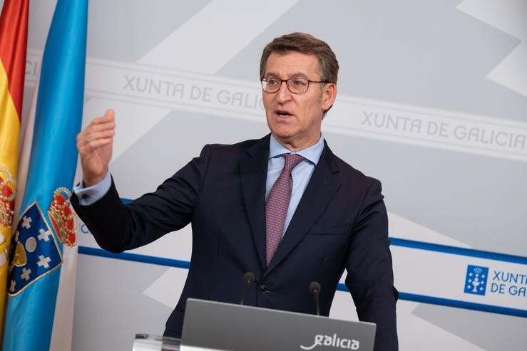 O presidente galego, Alberto Núñez Feijóo, na rolda de prensa tras o Consello da Xunta.. XUNTA / Europa Press