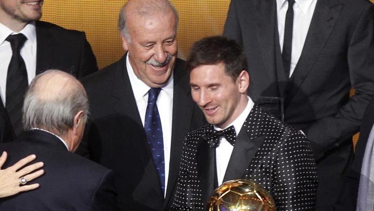 Del Bosque con Lionel Messi 