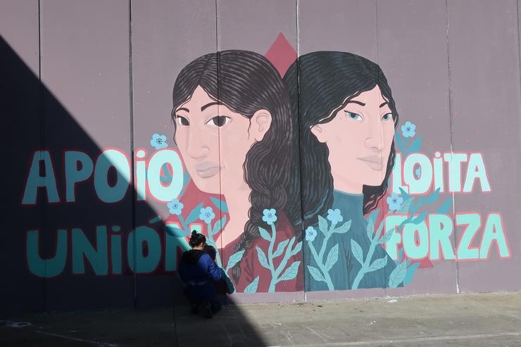 Mural realizado polas internas da prisión da Lama contra a violencia de xénero.. INSTITUCIÓNS PENAIS 