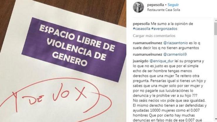 Cartel de Pepe Solla en contra da Violencia Machista e de Vox