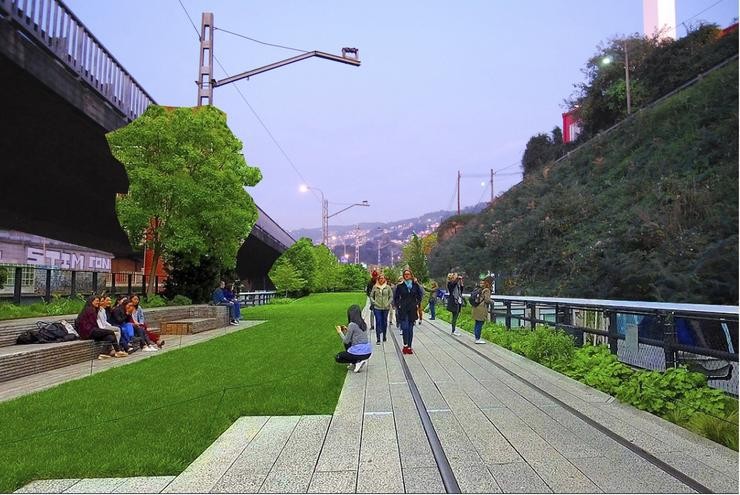 Recreación da Vía Verde de Vigo. 