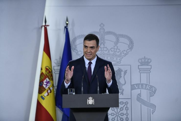 Declaración institucional de Pedro Sánchez para comunicar a data das próxim. Óscar do Pozo - Europa Press