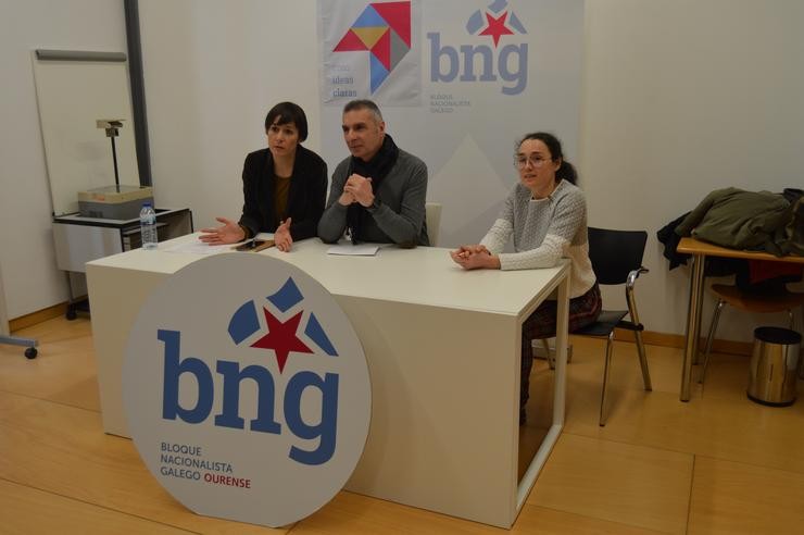 A portavoz nacional do BNG, Ana Pontón, nunha rolda de prensa en Ourense 