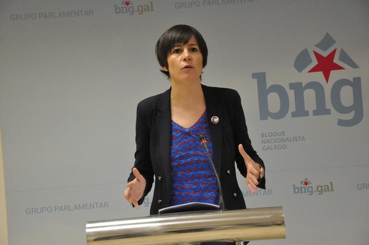 A portavoz nacional do BNG, Ana Pontón, nunha rolda de prensa. BNG