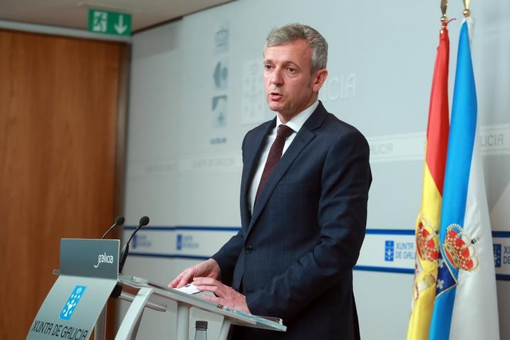 O vicepresidente da Xunta, Alfonso Rueda, tras o Consello. CONCHI PAZ