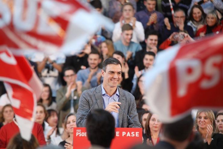 Pedro Sánchez, nun mitin en Vigo. PSOE