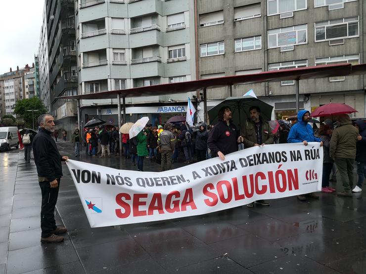 Traballadores de Seaga manifestándose en Santiago de Compostela / Europa Press