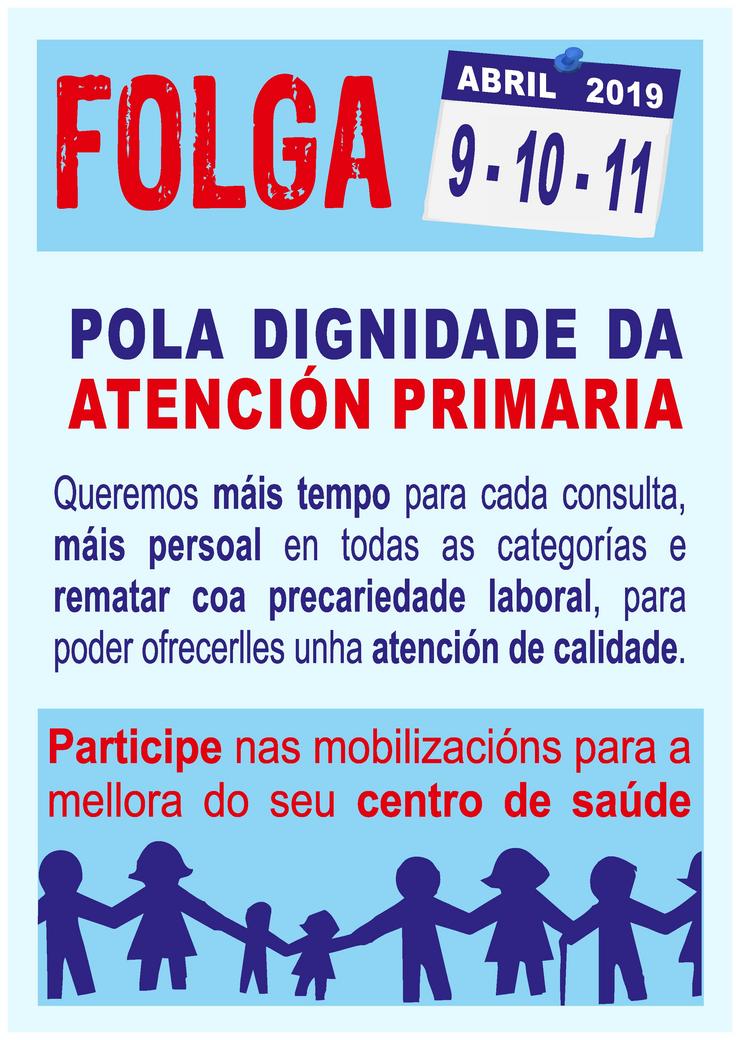 Cartaz da folga  convocada para os días 9, 10 e 11 de abril. 
